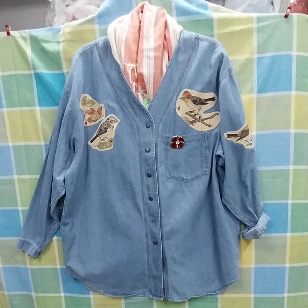 2764 Size XL Express Jeans Upcycled Jean Tunic - Picture 2 of 8